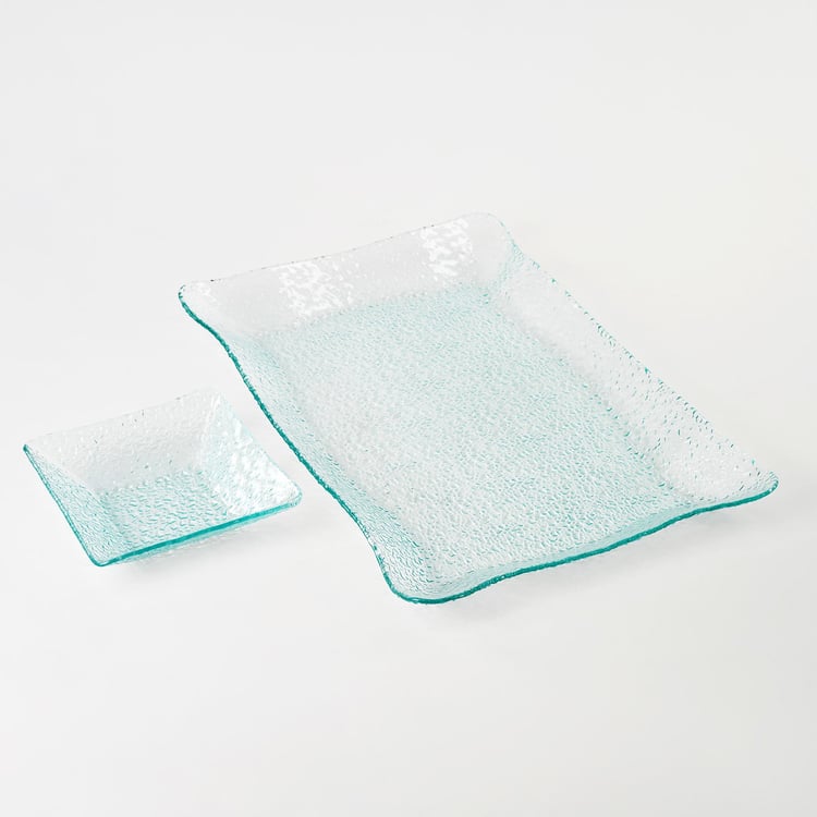 Abaco Barney Set of 2 Glass Chip and Dip Platter