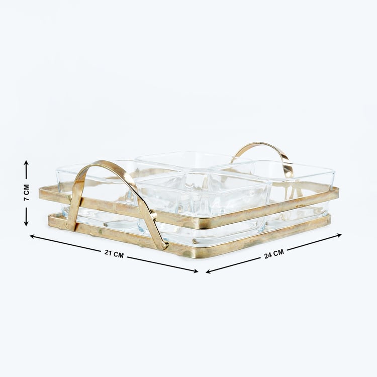 Travis Set of 4 Glass Serving Bowls with Tray - 280ml