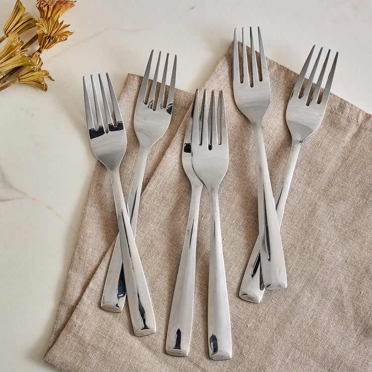 Glister Dune Set of 6 Stainless Steel Dinner Forks