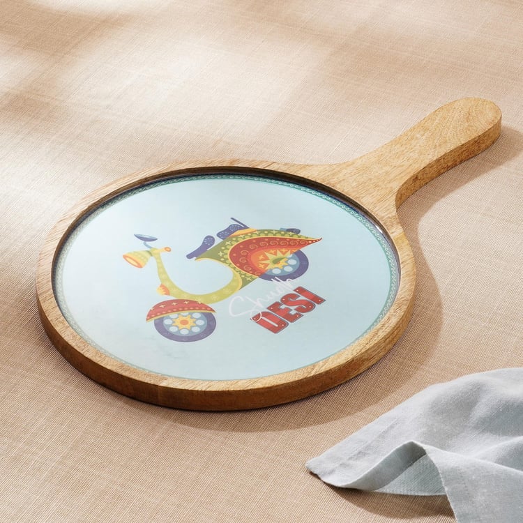 Luke Treasor Mango Wood Printed Pizza Platter - 40x25cm