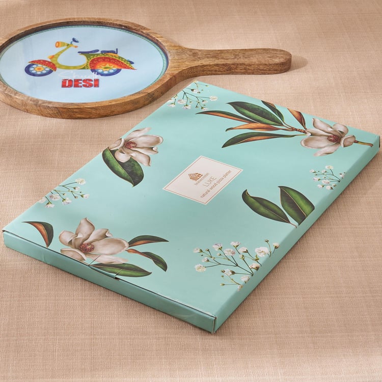 Luke Treasor Mango Wood Printed Pizza Platter - 40x25cm