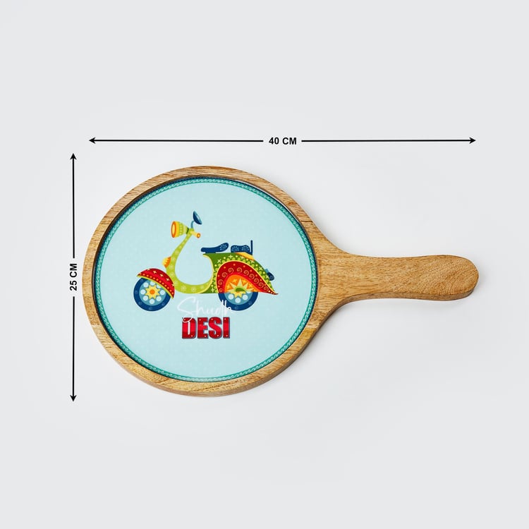 Luke Treasor Mango Wood Printed Pizza Platter - 40x25cm