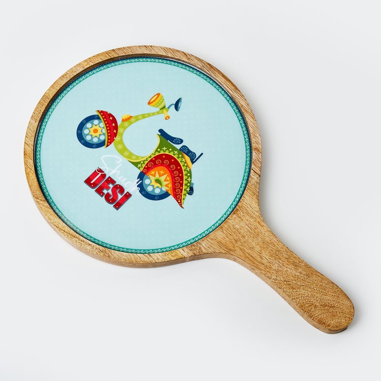 Luke Treasor Mango Wood Printed Pizza Platter - 40x25cm