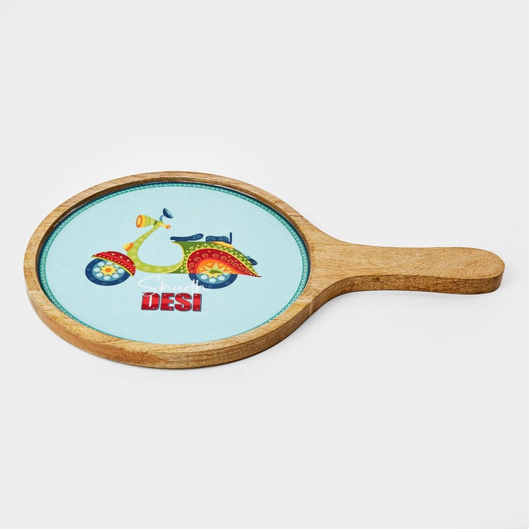 Luke Treasor Mango Wood Printed Pizza Platter - 40x25cm