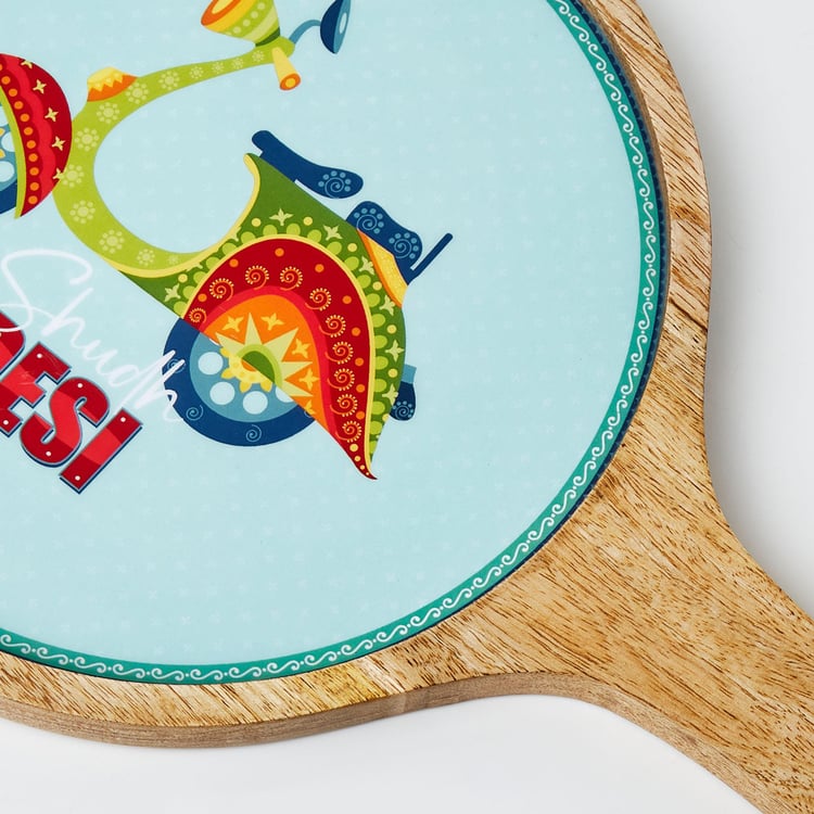 Luke Treasor Mango Wood Printed Pizza Platter - 40x25cm