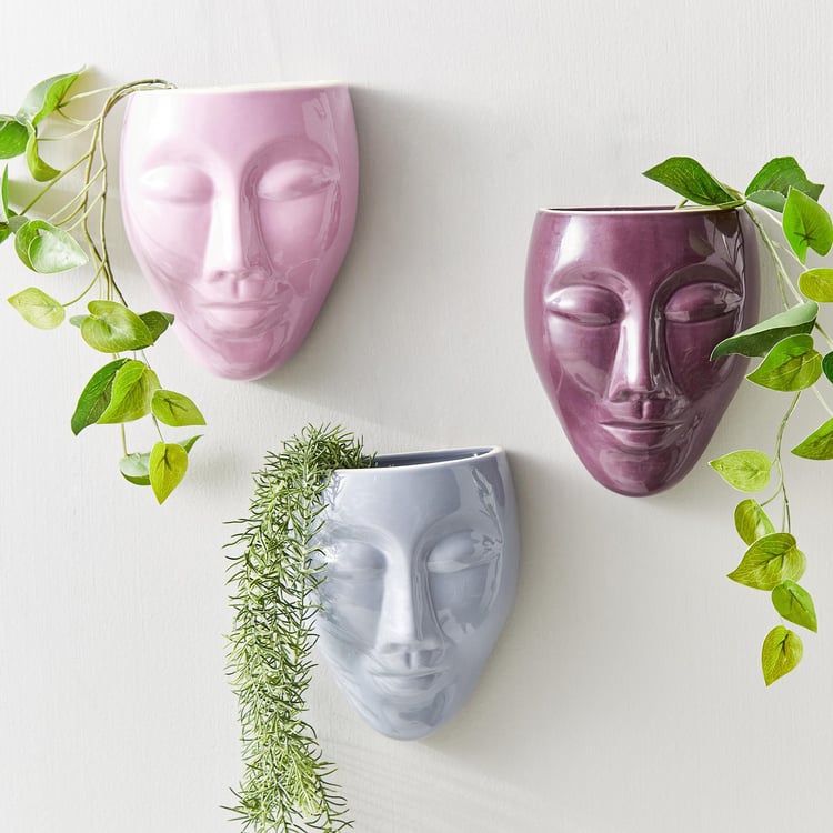 Lets Garden Ceramic Face Wall Planter