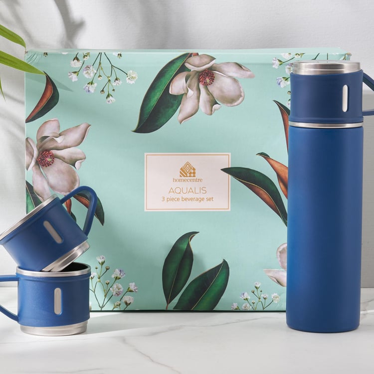 Aqualis Diama 3Pcs Stainless Steel Double Wall Flasks with Cups