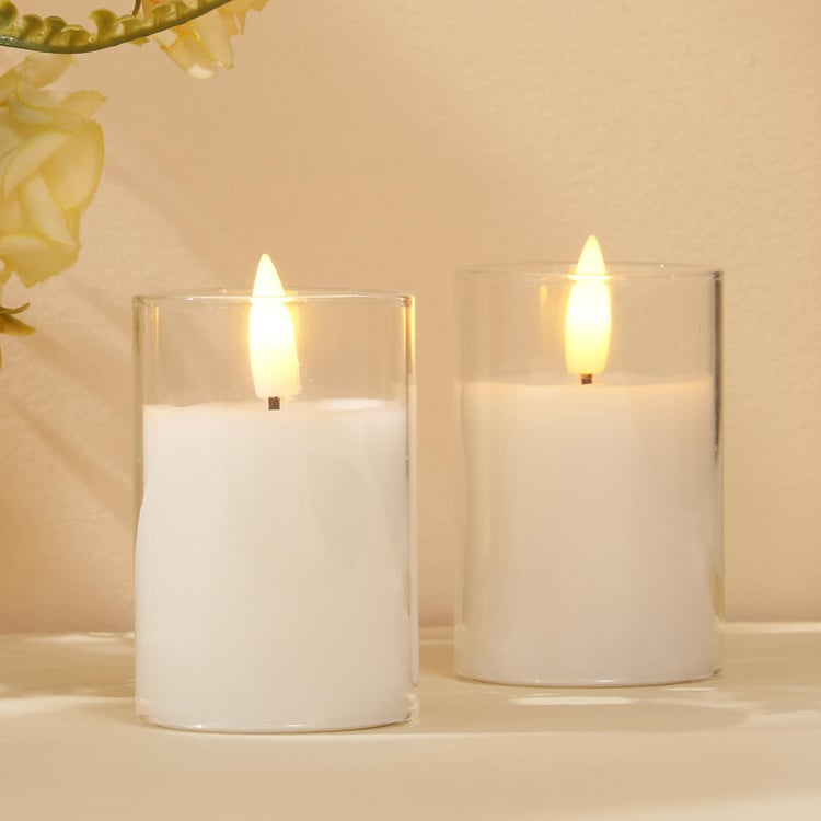 Pegasus Set of 2 Glass LED Pillar Candles