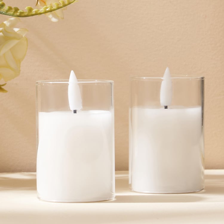 Pegasus Set of 2 Glass LED Pillar Candles