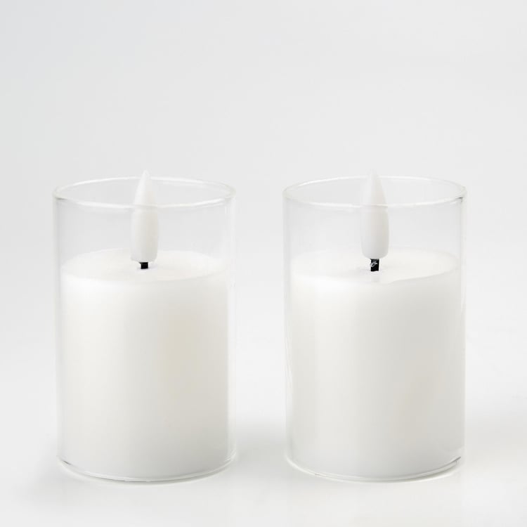 Pegasus Set of 2 Glass LED Pillar Candles