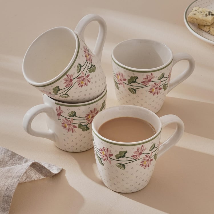 Corsica Kamal Set of 4 Stoneware Printed Coffee Mug - 240ml