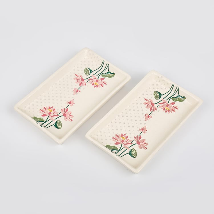 Corsica Kamal Set of 2 Stoneware Serving Platters - 20x12cm