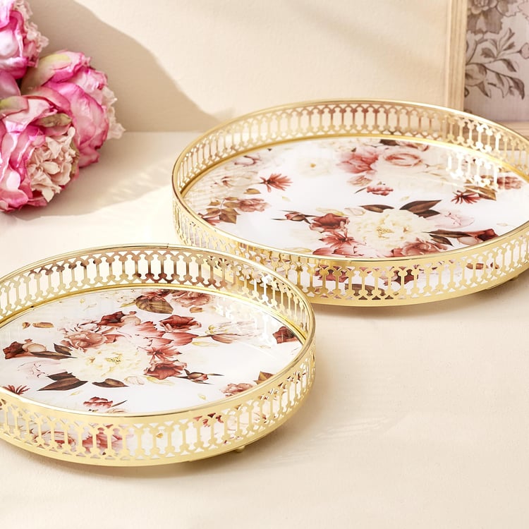 Suvarna Set of 2 Metal Decorative Mirror Trays