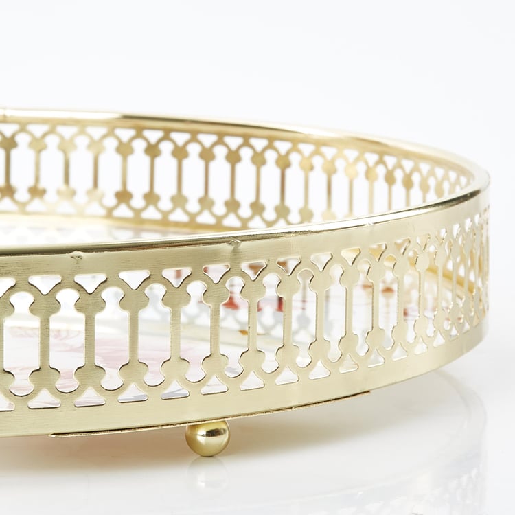 Suvarna Set of 2 Metal Decorative Mirror Trays