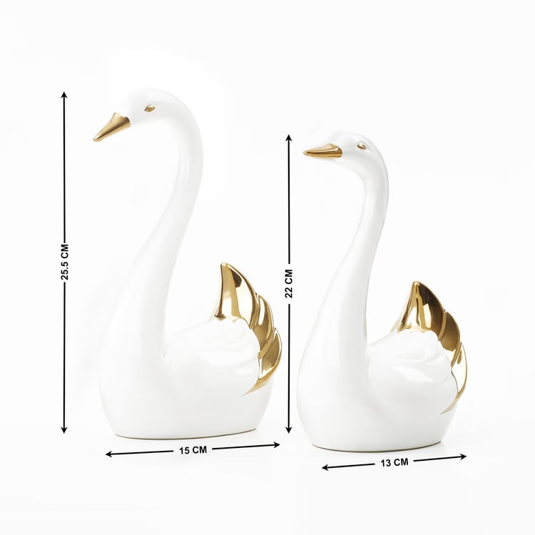 Magnus Set of 2 Porcelain Swan Figurines