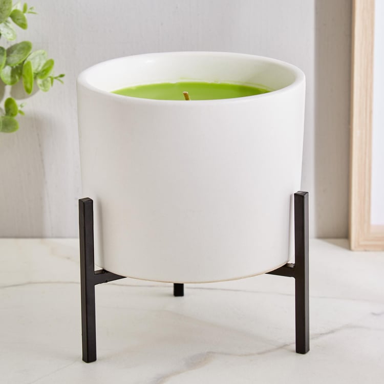 Enchanted Citronella Scented Ceramic Candle with Metal Stand