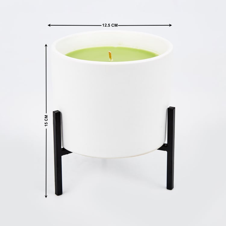 Enchanted Citronella Scented Ceramic Candle with Metal Stand