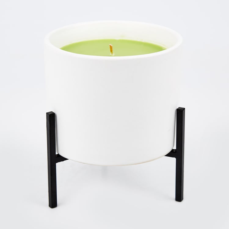 Enchanted Citronella Scented Ceramic Candle with Metal Stand