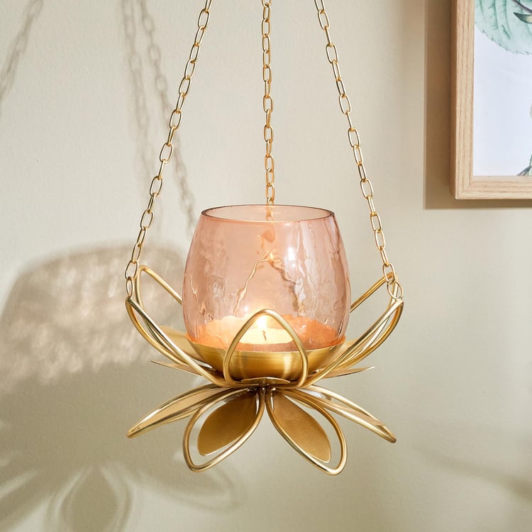 Majestic Metal and Glass Hanging Votive Holder