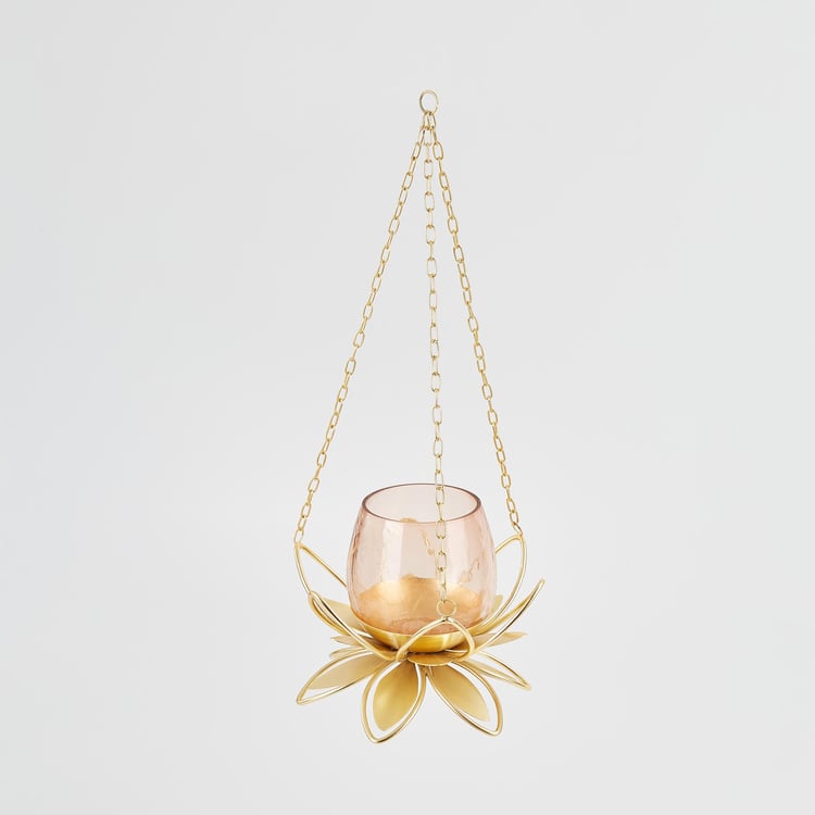 Majestic Metal and Glass Hanging Votive Holder