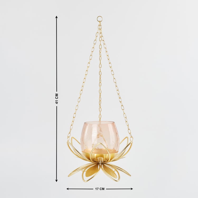 Majestic Metal and Glass Hanging Votive Holder