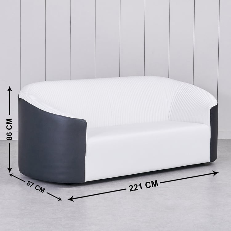 Charlie Faux Leather 3+2 Seater Sofa Set with Cushions - White and Black