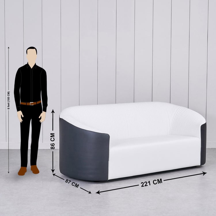 Charlie Faux Leather 3+2 Seater Sofa Set with Cushions - White and Black