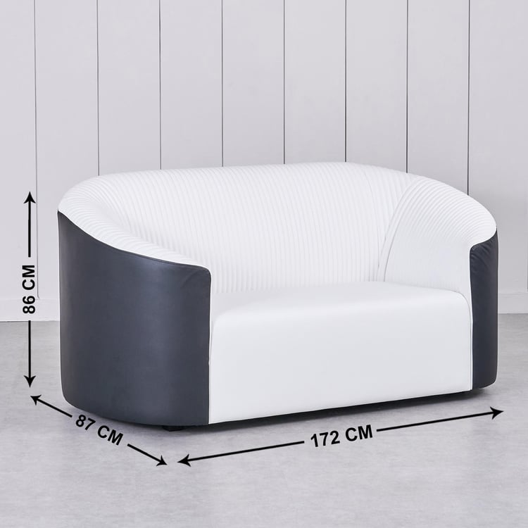 Charlie Faux Leather 3+2 Seater Sofa Set with Cushions - White and Black