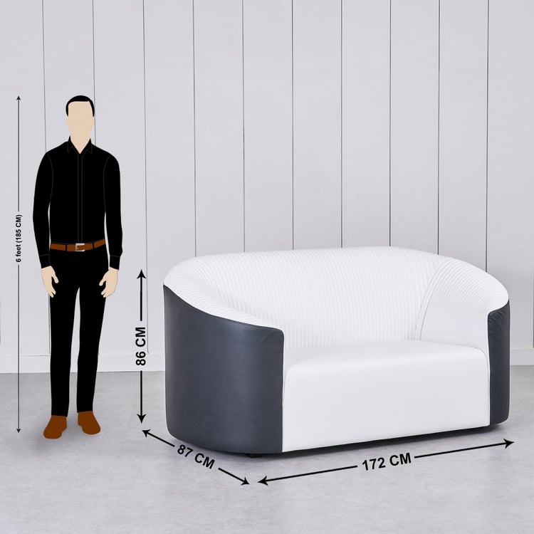 Charlie Faux Leather 3+2 Seater Sofa Set with Cushions - White and Black