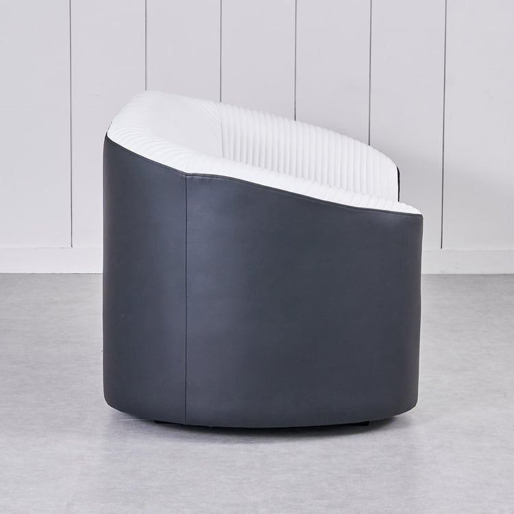 Charlie Faux Leather 3+2 Seater Sofa Set with Cushions - White and Black