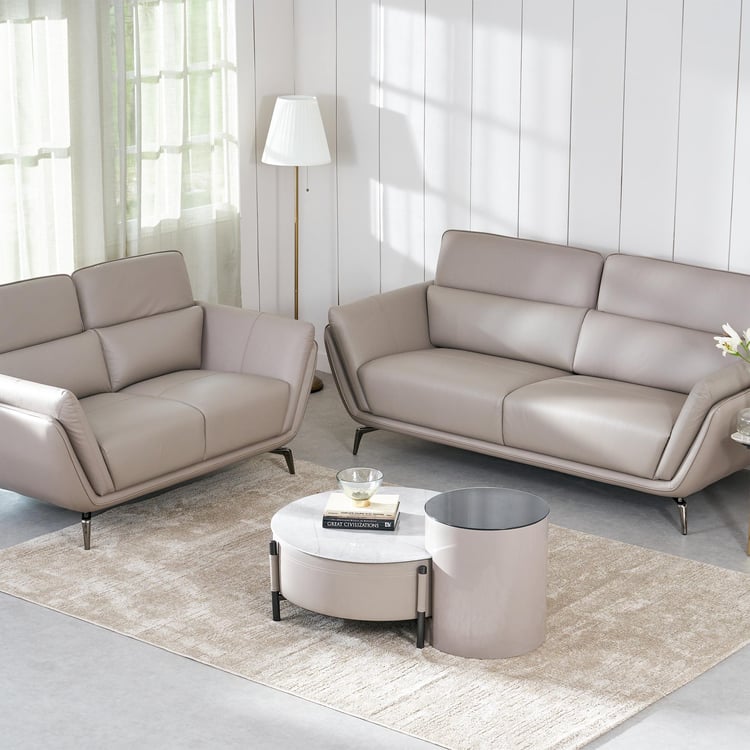 Marcello Half Leather 3+2 Seater Sofa Set - Beige