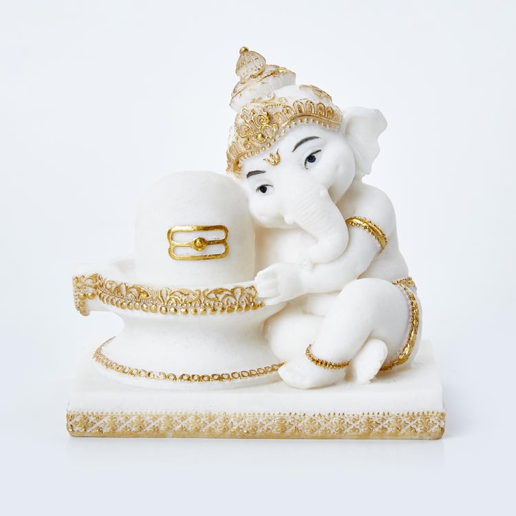 Dhayana Polyresin Ganesha with Linga Figurine