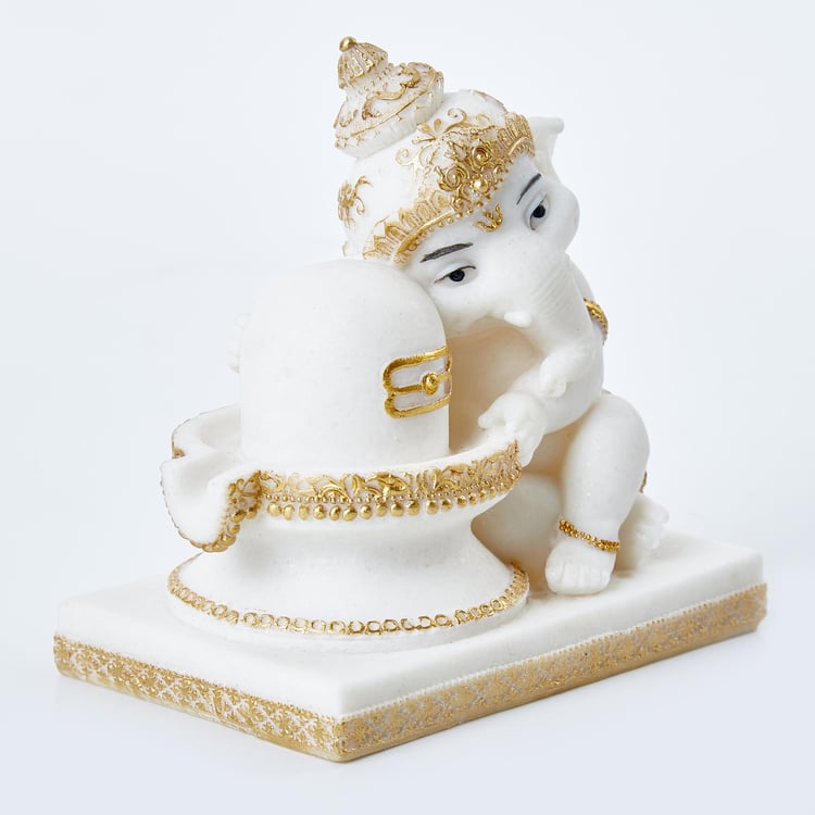 Dhayana Polyresin Ganesha with Linga Figurine