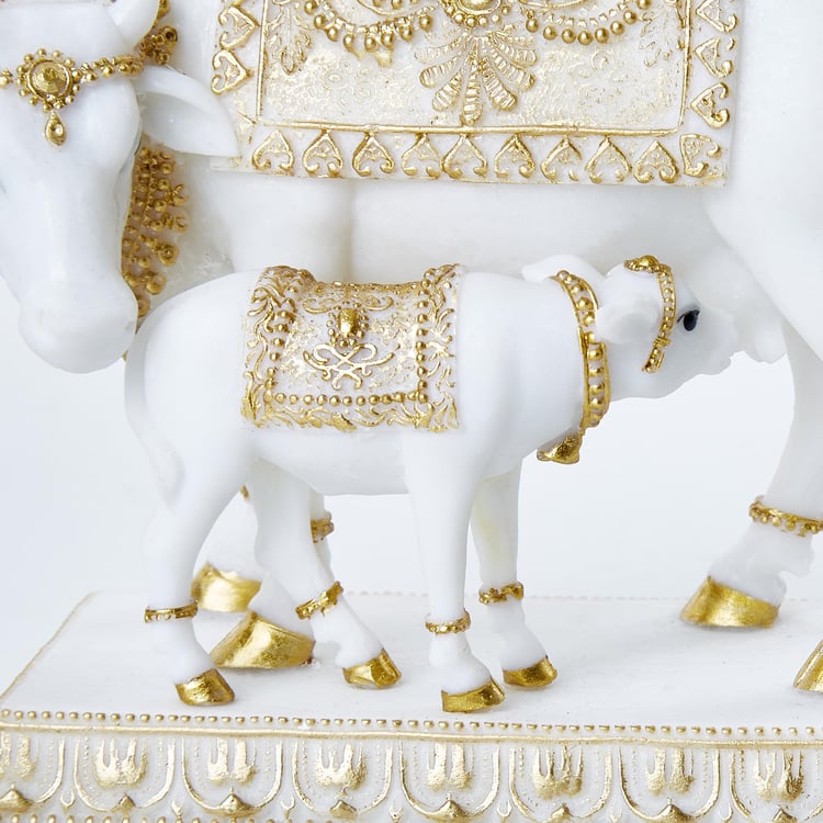 Dhayana Polyresin Cow and Calf Figurine