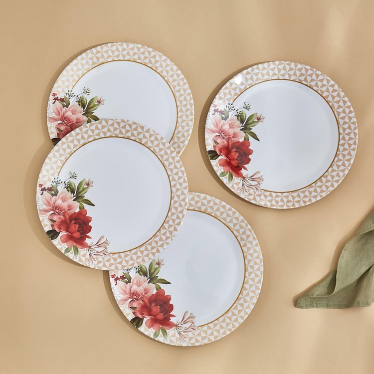 Corsica Azalea Set of 4 Melamine Dinner Plates - 27cm