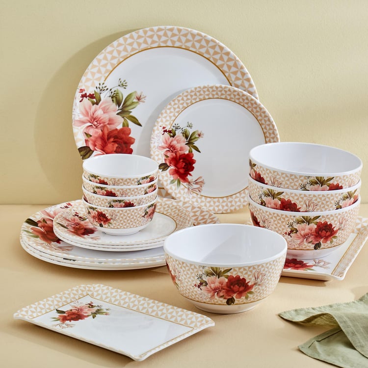 Corsica Azalea Set of 4 Melamine Dinner Plates - 27cm