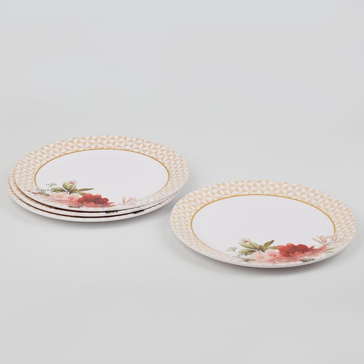 Corsica Azalea Set of 4 Melamine Dinner Plates - 27cm