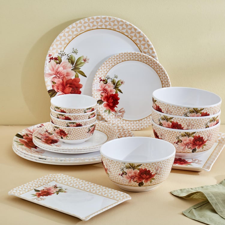 Corsica Azalea Set of 2 Corsica Melamine Printed Serving Trays