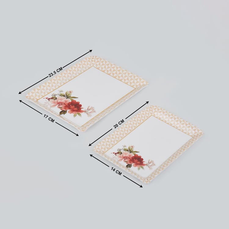 Corsica Azalea Set of 2 Corsica Melamine Printed Serving Trays