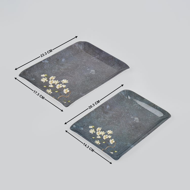 Corsica Azalea Set of 2 Melamine Printed Serving Trays