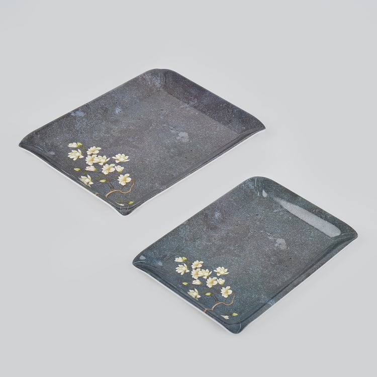 Corsica Azalea Set of 2 Melamine Printed Serving Trays