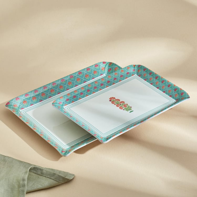 Corsica Azalea Set of 2 Melamine Printed Serving Trays