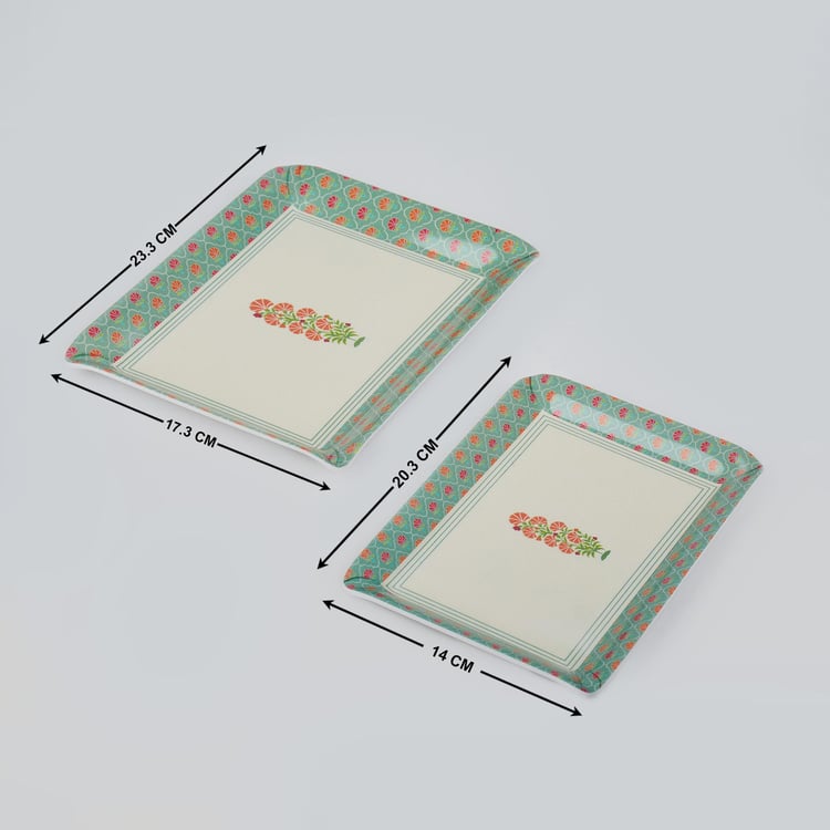 Corsica Azalea Set of 2 Melamine Printed Serving Trays