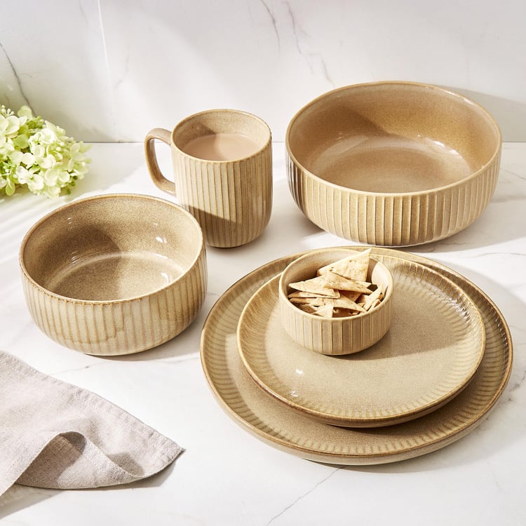 Cerradura Sombre Stoneware Ribbed Serving Bowl - 800ml