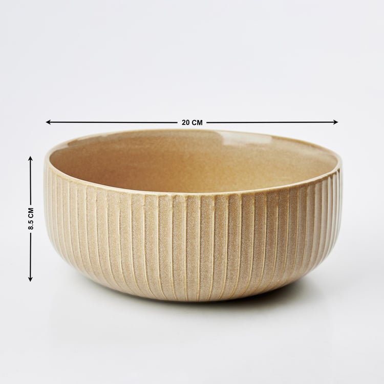 Cerradura Sombre Stoneware Ribbed Serving Bowl - 800ml