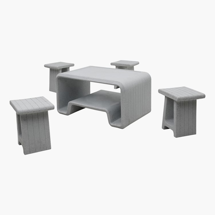 Helios Norris Polypropylene Table with Stools - Grey