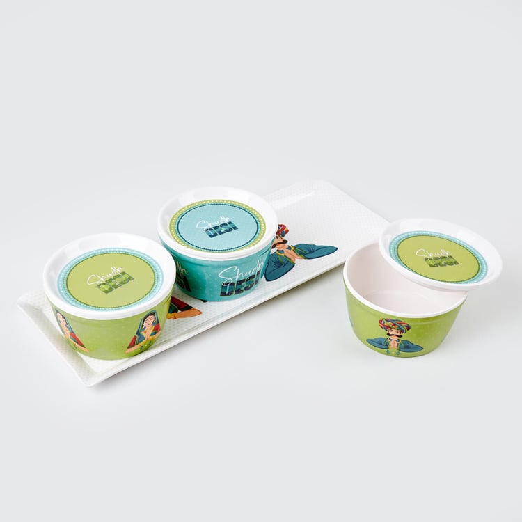 Buy Luke Rhodes Set of 3 Melamine Printed Candy Bowls with Tray from ...