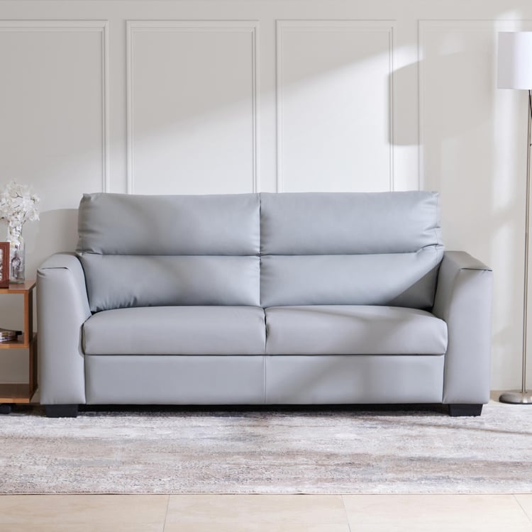 Ellora Faux Leather 3-Seater Sofa - Grey