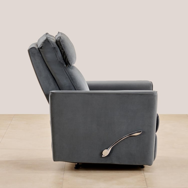 Polaris Velvet 1-Seater Recliner - Grey