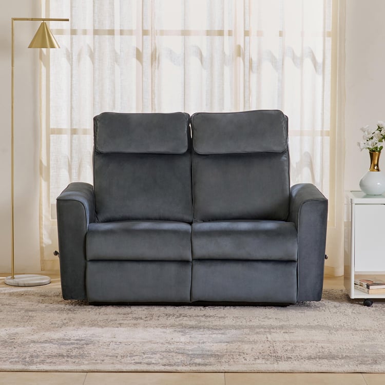 Polaris Velvet 2-Seater Recliner - Grey